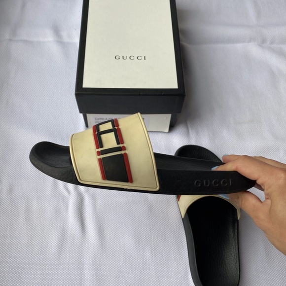 Gucci stripe rubber slide sandal off-white - Picture 6 of 12